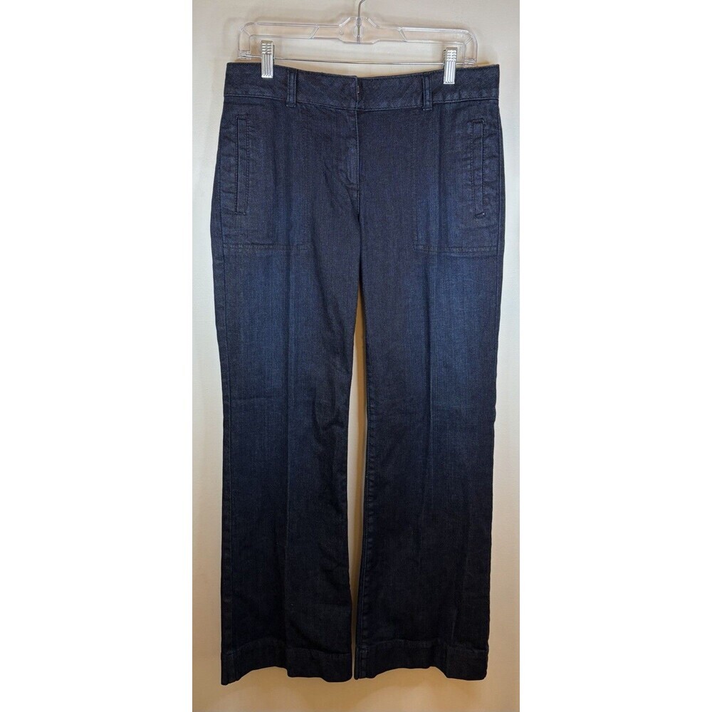 TALBOTS Signature Indigo Wide-Leg Jeans Women 6/28 Dark Wash Trouser Cotton NEW